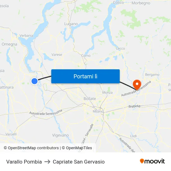 Varallo Pombia to Capriate San Gervasio map