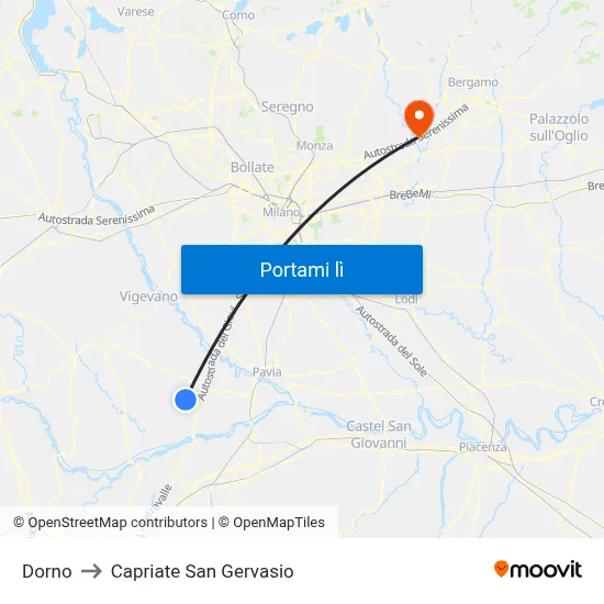 Dorno to Capriate San Gervasio map