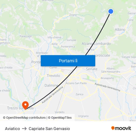 Aviatico to Capriate San Gervasio map