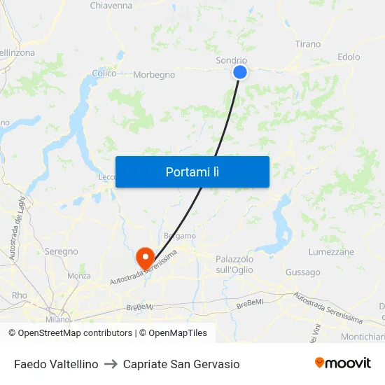 Faedo Valtellino to Capriate San Gervasio map