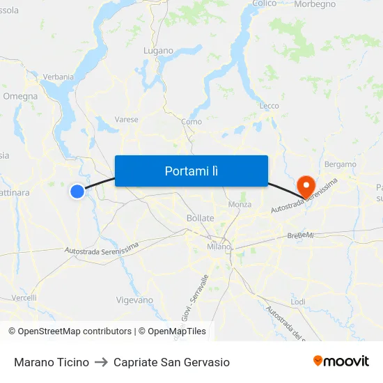 Marano Ticino to Capriate San Gervasio map