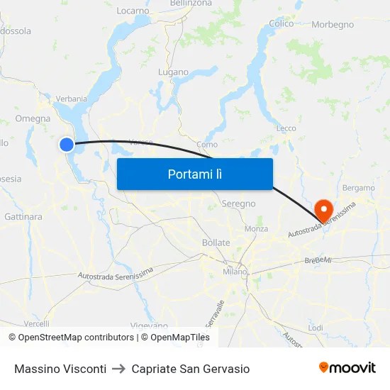 Massino Visconti to Capriate San Gervasio map