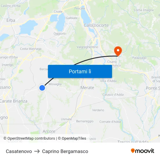 Casatenovo to Caprino Bergamasco map