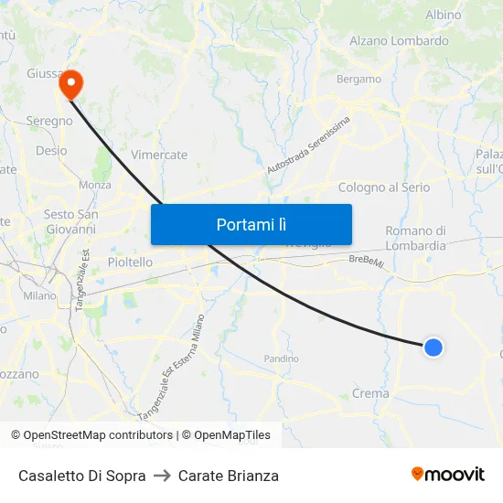 Casaletto Di Sopra to Carate Brianza map