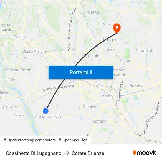 Cassinetta Di Lugagnano to Carate Brianza map