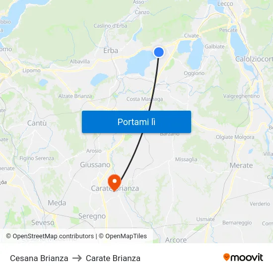 Cesana Brianza to Carate Brianza map