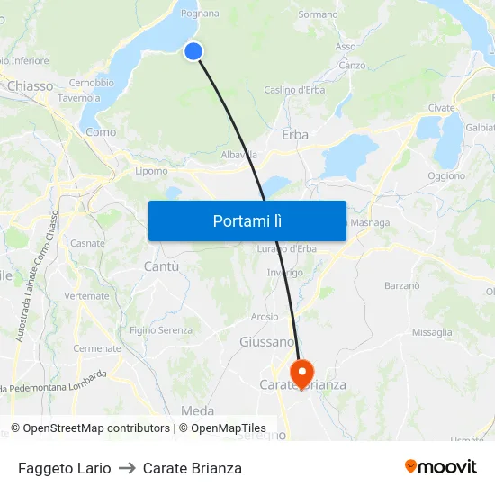 Faggeto Lario to Carate Brianza map