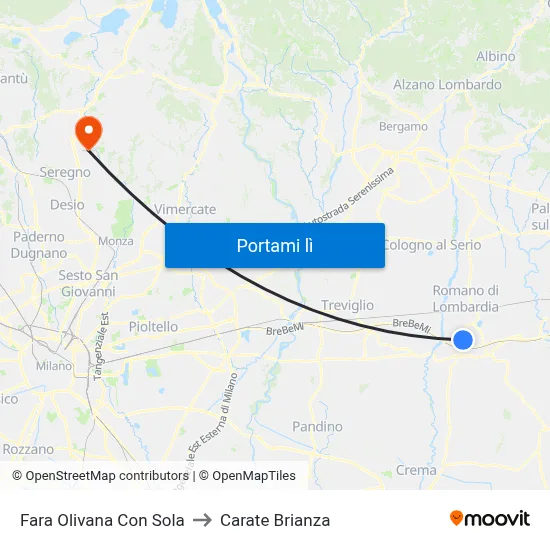 Fara Olivana Con Sola to Carate Brianza map