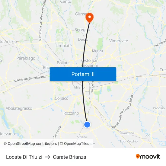 Locate Di Triulzi to Carate Brianza map