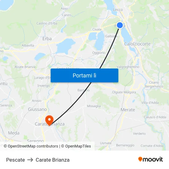 Pescate to Carate Brianza map