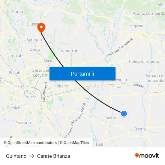 Quintano to Carate Brianza map