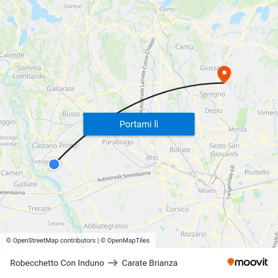 Robecchetto Con Induno to Carate Brianza map