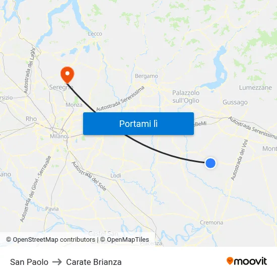 San Paolo to Carate Brianza map