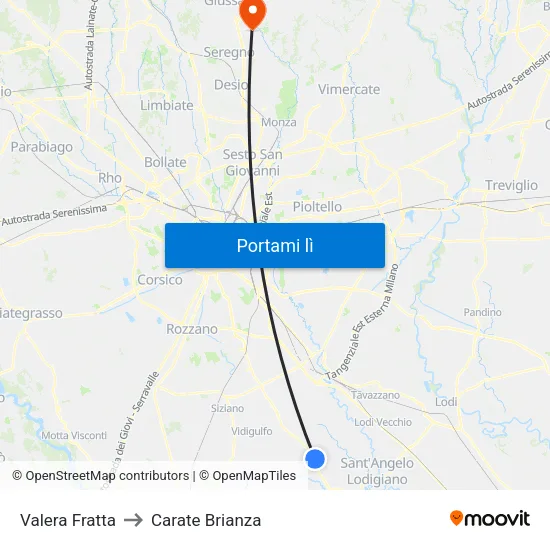 Valera Fratta to Carate Brianza map