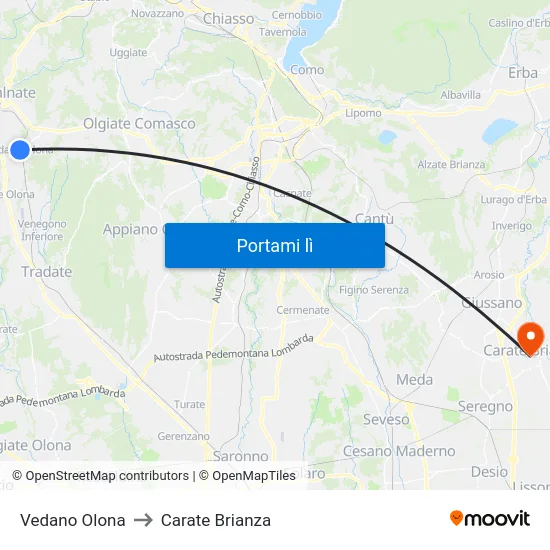 Vedano Olona to Carate Brianza map