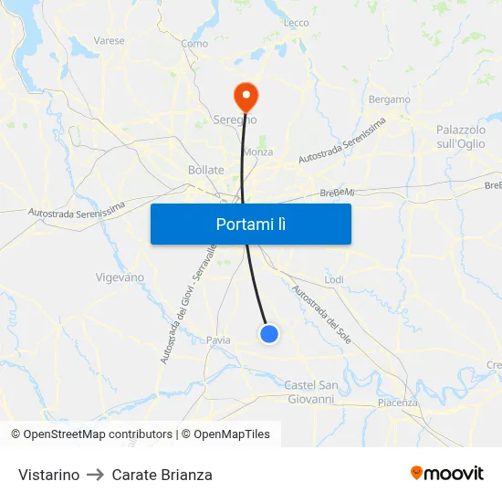 Vistarino to Carate Brianza map