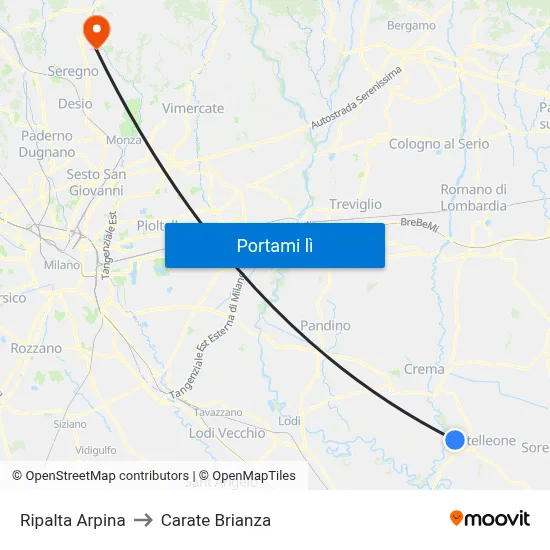 Ripalta Arpina to Carate Brianza map
