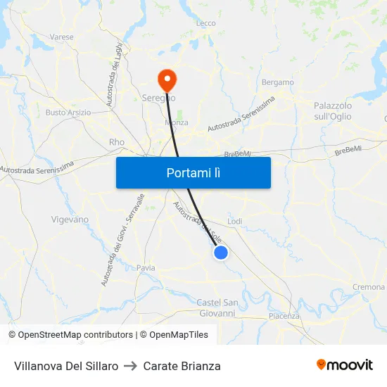Villanova Del Sillaro to Carate Brianza map