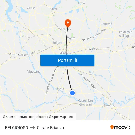 BELGIOIOSO to Carate Brianza map