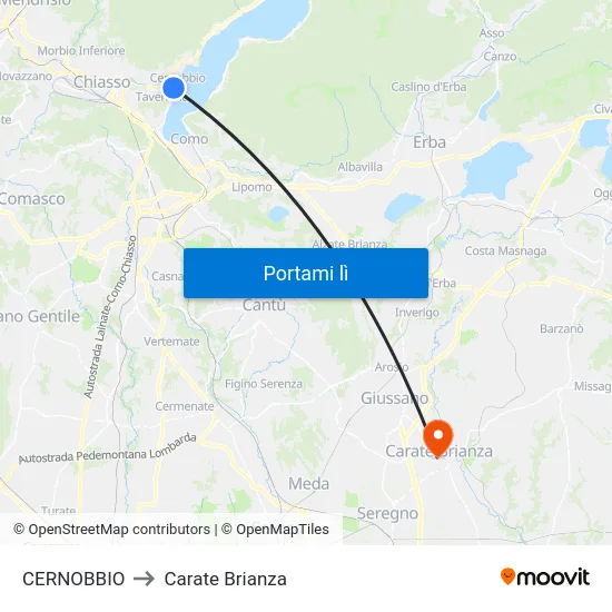 CERNOBBIO to Carate Brianza map