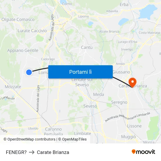 FENEGR? to Carate Brianza map