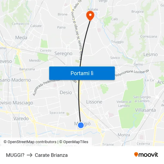 MUGGI? to Carate Brianza map