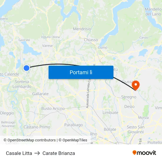 Casale Litta to Carate Brianza map