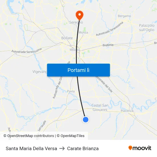 Santa Maria Della Versa to Carate Brianza map