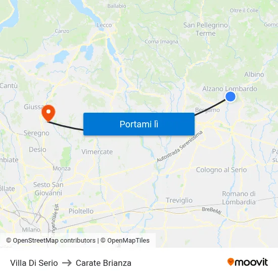 Villa Di Serio to Carate Brianza map
