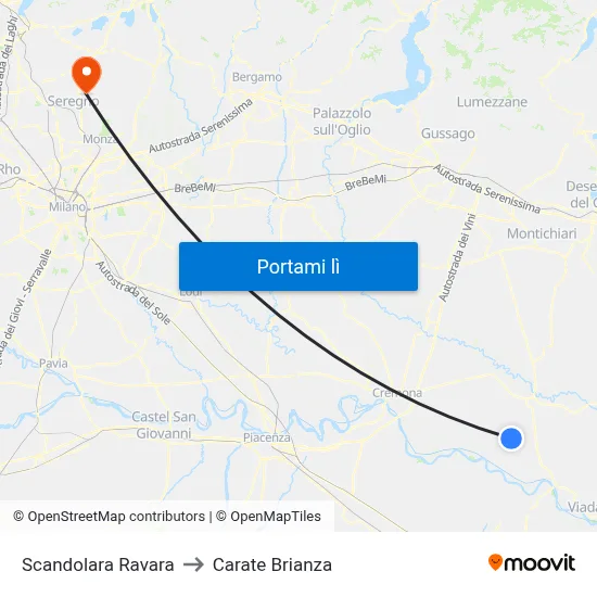 Scandolara Ravara to Carate Brianza map