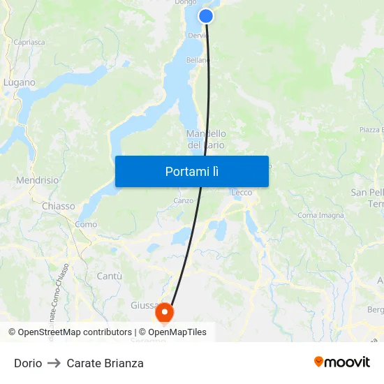 Dorio to Carate Brianza map