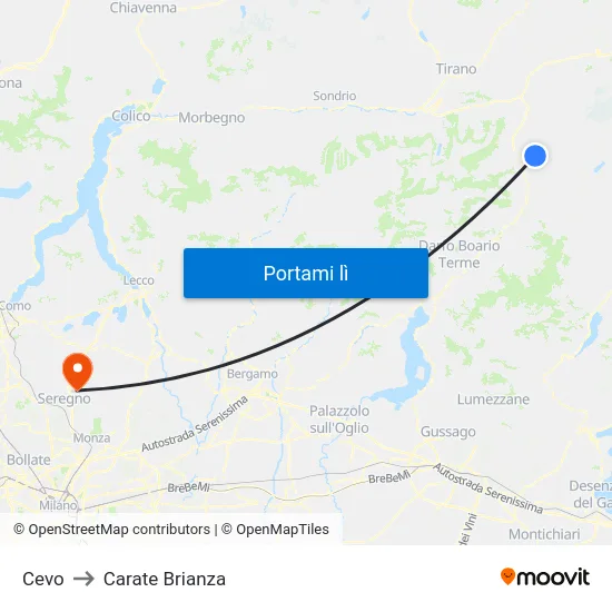 Cevo to Carate Brianza map