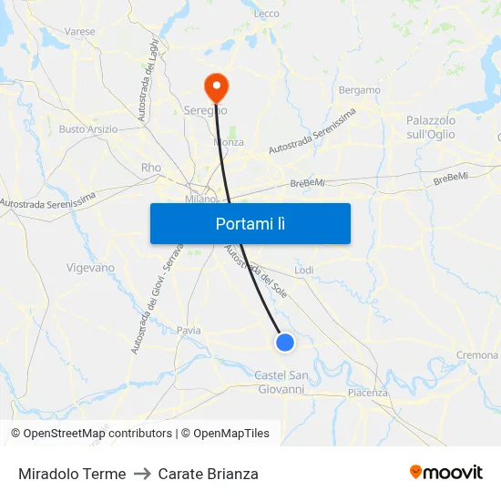 Miradolo Terme to Carate Brianza map
