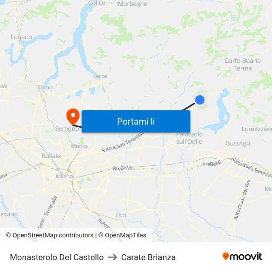 Monasterolo Del Castello to Carate Brianza map