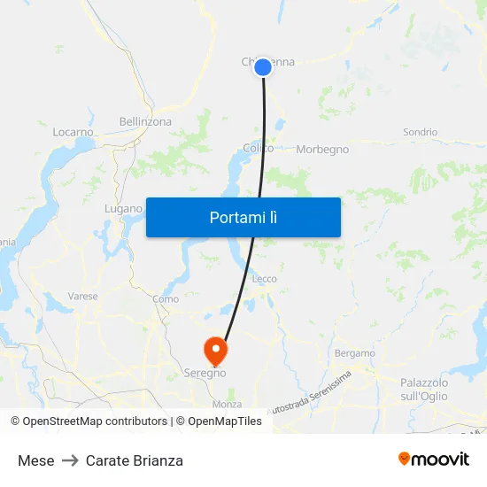Mese to Carate Brianza map
