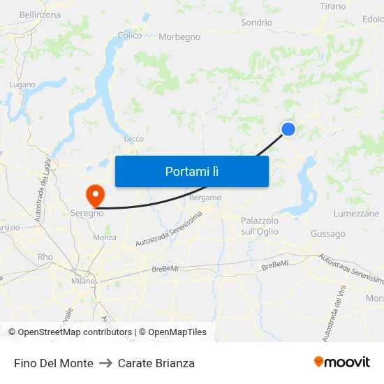 Fino Del Monte to Carate Brianza map