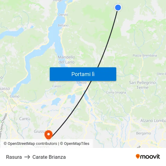 Rasura to Carate Brianza map