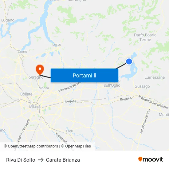 Riva Di Solto to Carate Brianza map