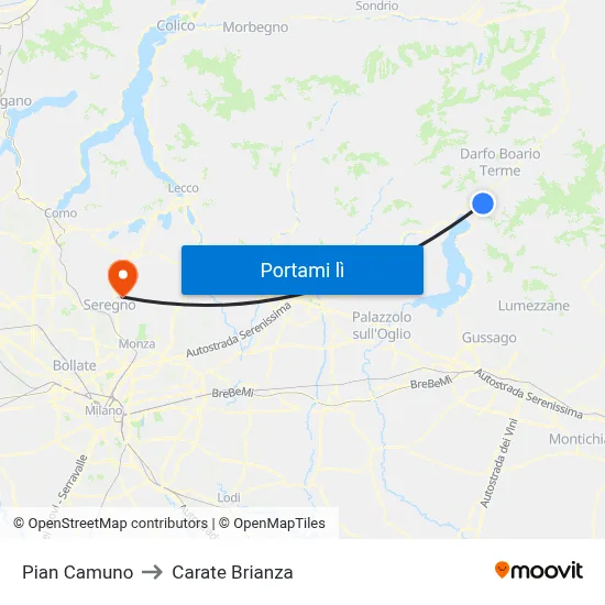 Pian Camuno to Carate Brianza map