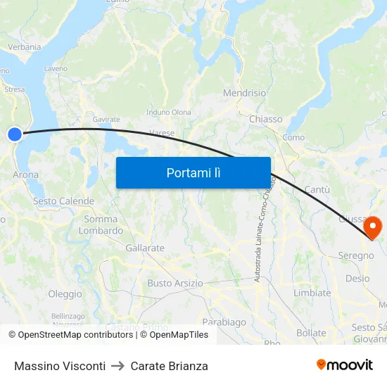 Massino Visconti to Carate Brianza map