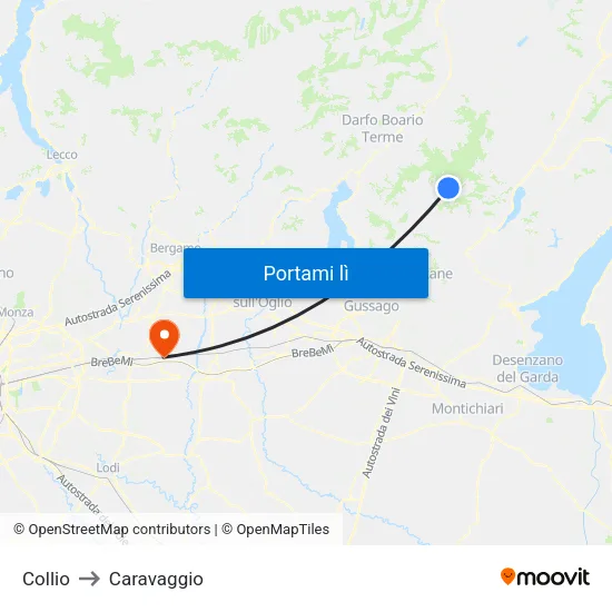 Collio to Caravaggio map