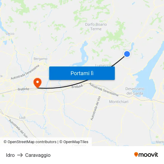 Idro to Caravaggio map