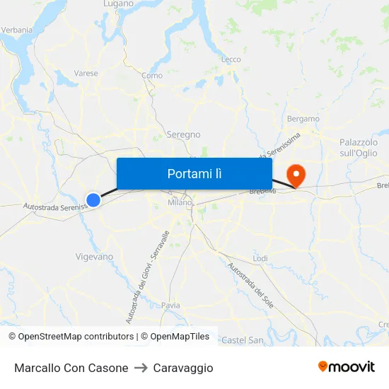 Marcallo Con Casone to Caravaggio map