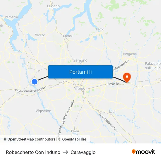 Robecchetto Con Induno to Caravaggio map