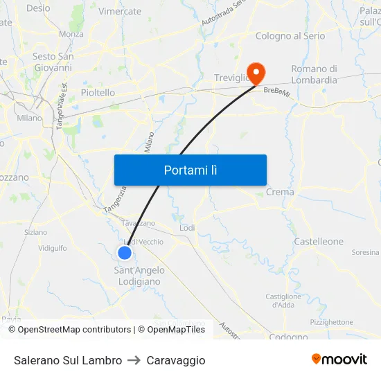 Salerano Sul Lambro to Caravaggio map