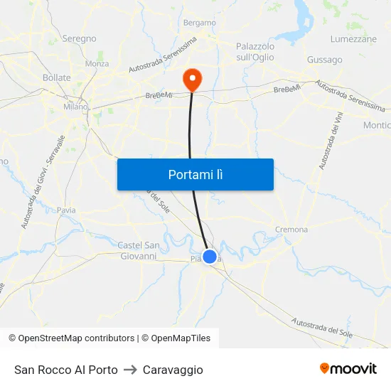 San Rocco Al Porto to Caravaggio map