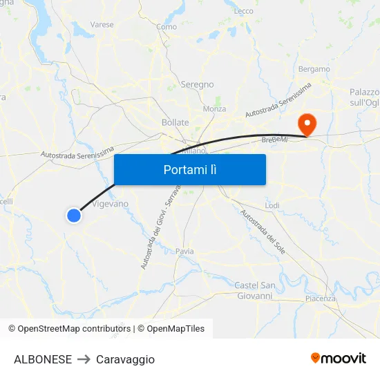 ALBONESE to Caravaggio map