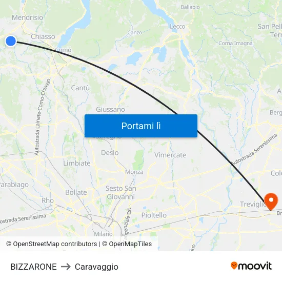 BIZZARONE to Caravaggio map