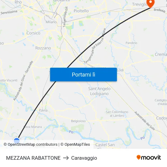 MEZZANA RABATTONE to Caravaggio map