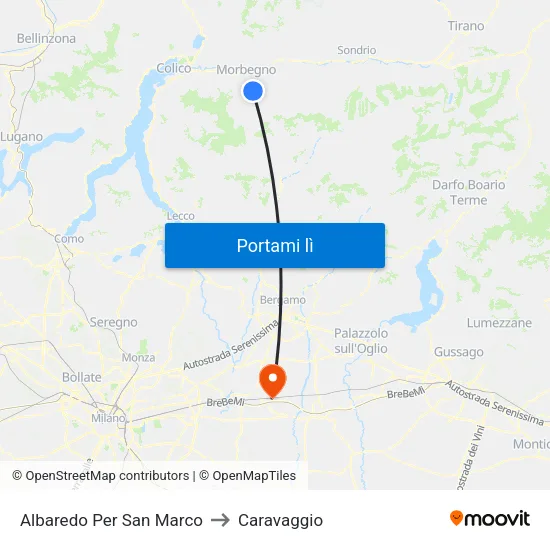 Albaredo Per San Marco to Caravaggio map